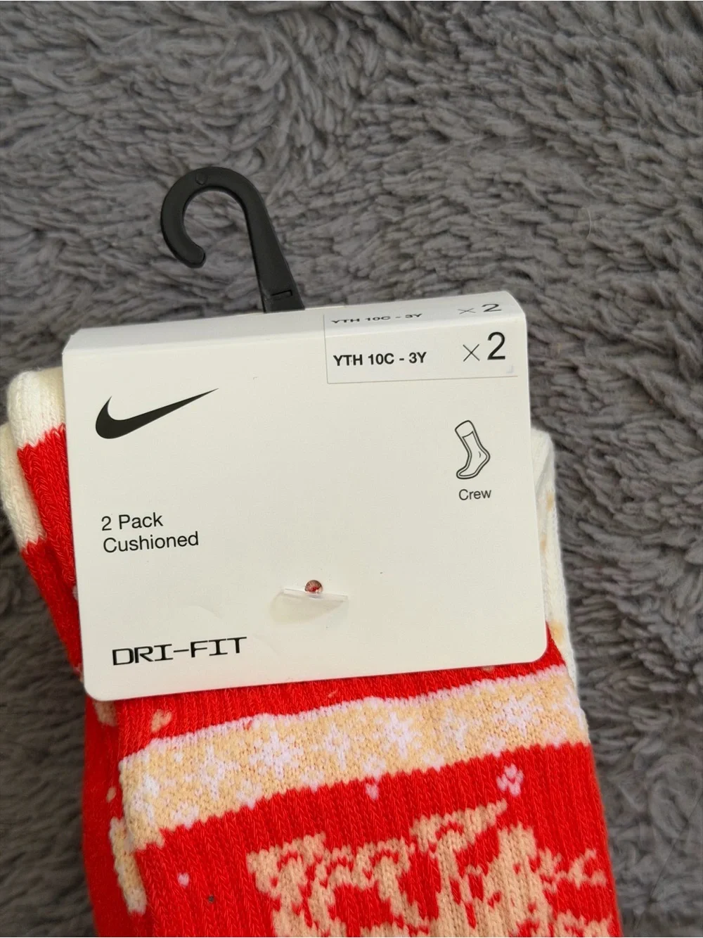 Nike Kids 10c-3y  Dri-FIT Holiday Crew Socks - Green & Red (2-Pack) Bundle